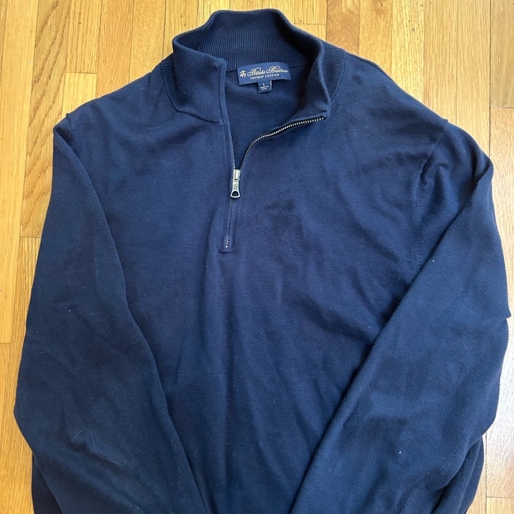 Brooks Brothers Men's Dark Blue Zip-Up Sweater